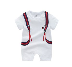 Barboteuse de marque pour bébés garçons et filles, combinaisons d'été en coton à manches courtes, vêtements pour nourrissons et enfants