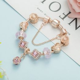 Merk Rose Gold Braceles Beste moeder kralen nieuwe verjaardagscadeau sieraden groothandel klassieke charme slang botketen armband