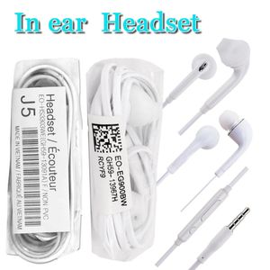 Groothandel oortelefoons J5 S6 in-ear bedrade hoofdtelefoon 3,5 mm jack in-ear hoofdtelefoon met stembediening en ingebouwde microfoon voor s8 s9 plus oordopjes