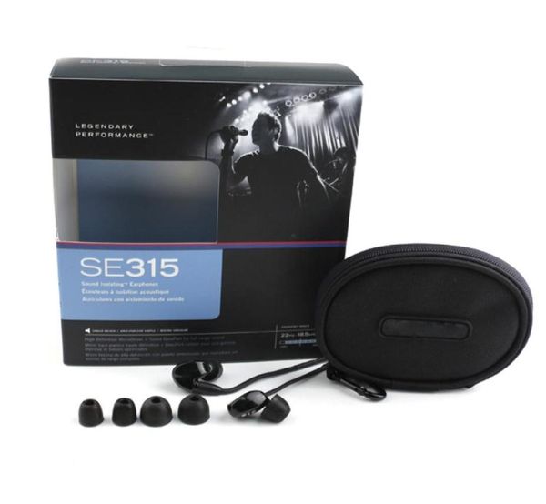 Marque SE315 Écouteurs en fer mobile Écouteurs intra-auriculaires antibruit Noir 315 avec boîte de vente au détail DHL 7591670