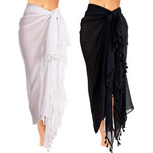 Marque Sexy plage couvrir paréo été bikini cache-up envelopper paréo robe de plage jupes serviette noir/blanc