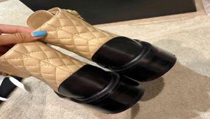 Marque Bottes courtes pour femmes Bottes de plate-forme en cuir beige