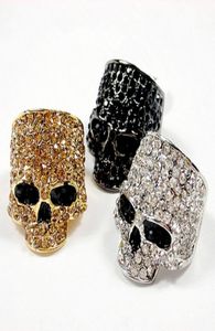 Brand Skull Anneaux For Men Rock Punk Unisexe Crystal Blackgold Color Biker Ring Male Fashion Skull Bijoux entièrement 6970791
