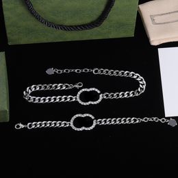 Merk roestvrijstalen ketting gepersonaliseerd 925 zilveren armband vrouwen trendy klassieke holle dikke ketting feestjuwelen set