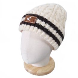 Gorros holgados a rayas de marca para hombre y mujer, gorros holgados y cálidos de invierno, gorro de punto grueso para exteriores