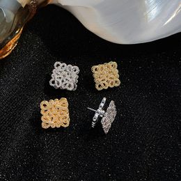 Boucles d'oreilles de boucle d'oreille de marque Diamant Hollow Square plaquées avec des boucles d'oreilles de luxe en or 18 carats pour femmes bijoux de mariage chirstmas amour cadeau