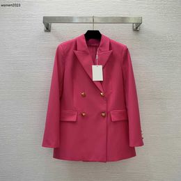 Merkpak dameskostuums jas Designer damesmode diner deeljasje met lange mouwen roze blazer kraag Elegante overjas 27 maart