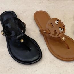 Sandaalglaasjes Sport Miller Metallic Leather Designer Slippers Dames Wit Zwart Patent Geel Pink Sier Flops Ladies Maat 35-42
