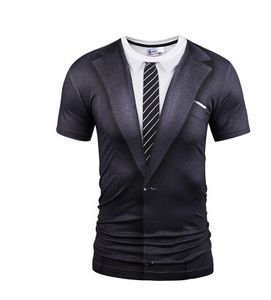 Mr.1991INC, camisetas de verano con cuello redondo, traje de dos piezas falso a la moda, camisetas con estampado 3D de estilo, camisetas divertidas de manga corta para hombre