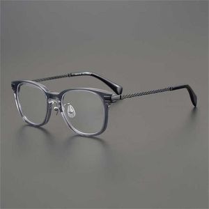 Merk zonnebrillen Nieuwe Japanse handgemaakte collectie Ultra Light Pure Titanium Plate Designer Box Men's and Women's Glasses frame kan worden uitgerust met