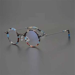 Merk zonnebrillen Nieuwe Super Mini Gold Beam Japanse handgemaakte ronde Ronde van China Collection Plate Myopia Glazen frame voor mannen en vrouwen