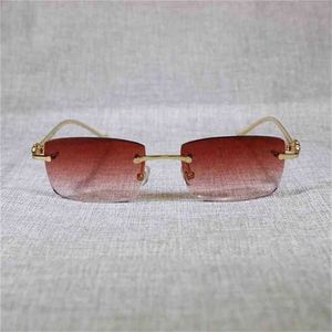 Lunettes de soleil de marque vintage Rimless Leopard Gafas Retro Shades Men Goggles Drivant des lunettes transparentes Cadre pour la lecture des témoins Eyewearkajia Nouveau