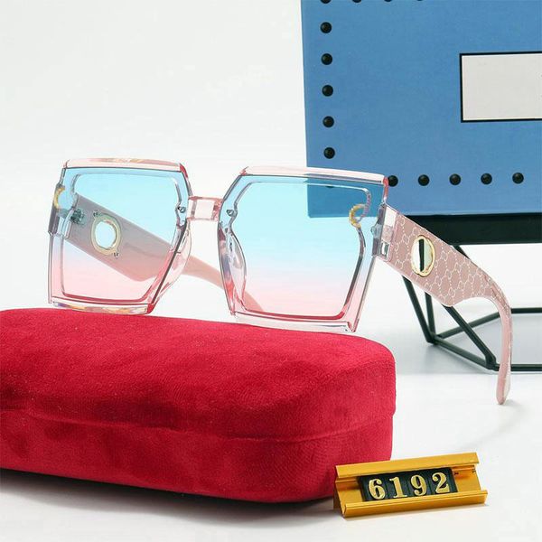 Gafas de sol de marca para mujer imitación de lujo Hombres playa Gafas de sol Protección UV Diseñador de gafas Gradiente Moda 6192 cuadrado marco completo Resina