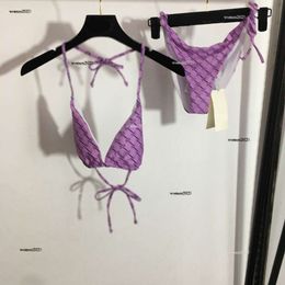Marca Swimwear Women Bikini Diseñador Diseñador de baño de dos piezas Impresión Logotipo de encaje