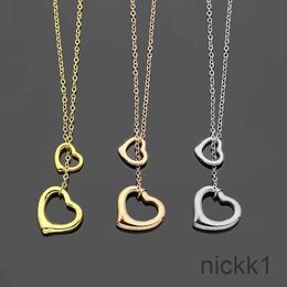 Merk t-hart ketting nieuw product luxe hol uit holte single double love hanger 18k gouden hoogwaardige designer sieraden oohx