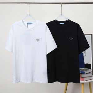 Merk T-shirt ontwerper heren t-shirt ronde nek zwart en wit korte mouwen katoen ademende driehoek logo printen zomer casual luxe paar t-shirt dames xs-xl