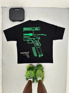 Marque T-shirts Y2K Chemise Designer Harajuku Hip Hop In We Trust Graphique Imprimé Col Rond Coton Surdimensionné Bomber Gun Tshirt Gothique Manches Courtes Hauts 6218