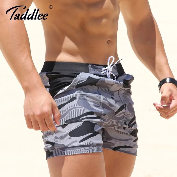 Brand Taddlee Sexy Mens Swimwwear Swimsuits Man Plus grande taille xxl Camouflage Basic Swimming Beach Long Board Shorts Boxer Men 240412
