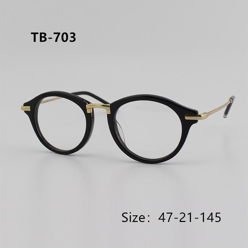 Varumärke TB703 Vintage Round Rames män unisex glasögon recept glasögon för kvinnor med logotyp och originalbox mode solglasögon