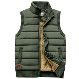 Marque épaissir hiver hommes gilet fermeture éclair manteau chaud sans manches veste décontracté polaire mâle armée vert gilet noir 210923