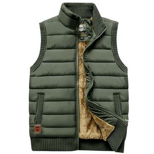 Marca addensare inverno degli uomini della maglia della chiusura lampo del cappotto caldo senza maniche giacca in pile casual maschile gilet cappotto verde militare gilet nero 201126