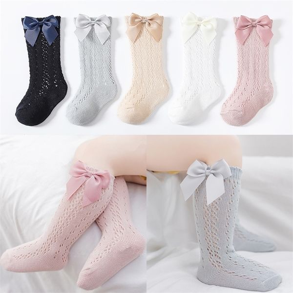 Marque Bambins Filles Bébé Arc Longue Chaussette Enfants Genou Haute Coton Maille Style Espagnol Enfants 05 Ans Chaussettes Respirantes 220728