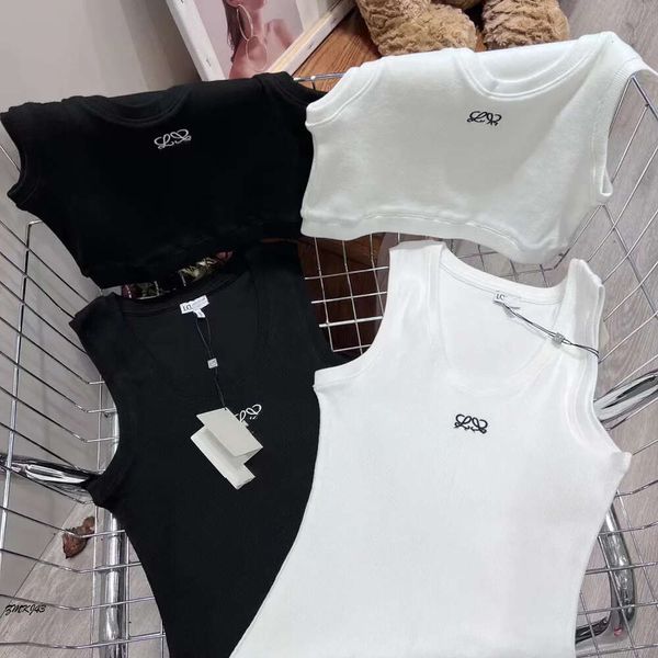 Brand Tops Loewve Top broderie Logo Loewve Tank Summer Sex Y2k Short Loewee Shirt Designer Slim Navel Exposed Tenfit Elastic Sports K 6354