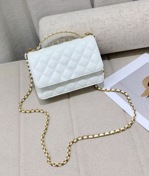 Brand Tote Bag Designer Sac Real Leather Aaa Quality Boy Messen Sac Messenger Famous Brand Gold Chains Sac Hobo Crossbody Femme Femme Purse portefeuille LD2 # 2261 WHITE