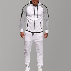 Chándal de marca para hombre, sudaderas con capucha blancas de dos piezas, ropa para hombre, conjunto de chándal deportivo Autumn232A