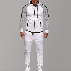 Chándal de marca para hombre, sudaderas con capucha blancas de dos piezas, ropa para hombre, conjunto de chándal deportivo Autumn246i