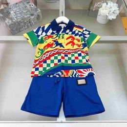 Merk trainingspakken baby casual pak kind T-shirt set maat 100-160 kinderen kleur volledige bedrukking korte mouwen polo en shorts 24feb20