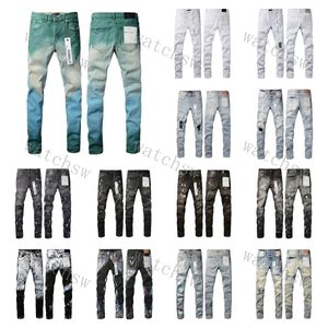 Marque tendance en détresse noir Rip Bike Slim Fit moto pantalons de survêtement concepteur violet hommes jean mode femme