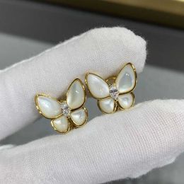 Merk van Bai Bei Butterfly -oorbellen verguld met 18K rosé goudlicht luxe voor dames sieraden