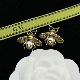 Brands de boucles d'oreilles d'abeilles vintage bijoux de créateurs de lettres G EGURES D'OREURS GOLD PLADED MOEURS POUR LES MORGNAUX D'OREURS DES FEMMANS DE FEMMES