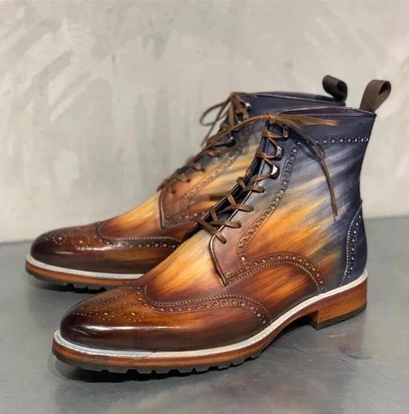 Botas Martin vintage para hombre, zapatos de diseñador de moda de corte alto para hombre, nuevas botas Martin de diseñador de retazos de talla grande 39-48