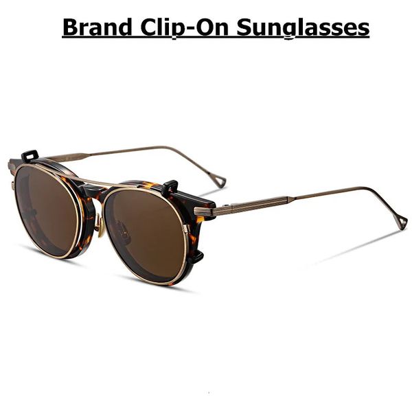 Marque Vintage rond hommes optique Prescription lunettes polarisées pince sur lunettes de soleil femmes myopie lecture lunettes Gafas 240111