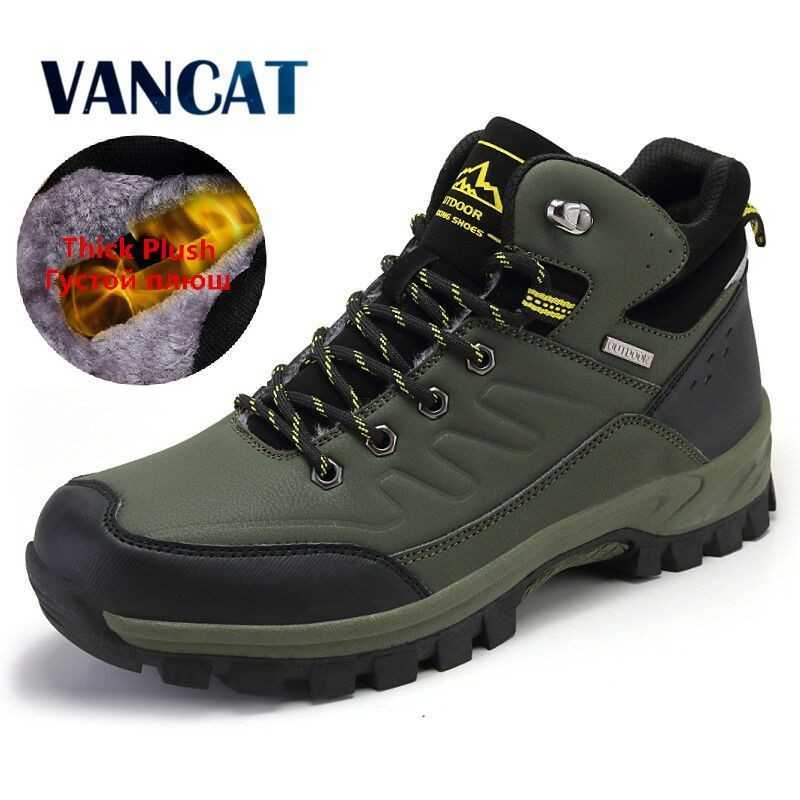 Brand W Men's Boots Warm Men's Snow Boots High Quality Leather Waterproof Men Sneakers Outdoor Men Hiking Boots Work Shoes 210624