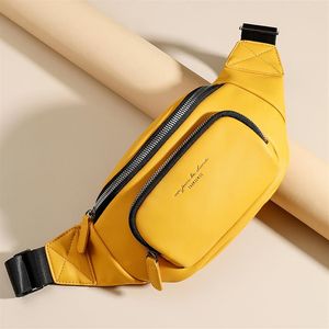 Riñoneras de marca para mujer, riñonera informal de viaje para mujer, bolso cruzado para el pecho, riñonera de hombro a la moda, monedero para mujer, amarillo, gris, negro, bl221l