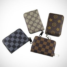 Carteras de marca para hombres y mujeres, monederos de diseñador para mujer, patrón antiguo, monederos de moda de cuero clásicos, tarjetas multifuncionales para hombres, bolsa de tarjeta de cadena de posición LU01