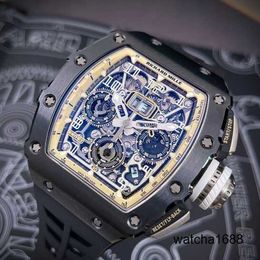 Montre de marque Grestest montres RM montre-bracelet Rm11-03 noir céramique côté titane mode loisirs sport calendrier RM1103