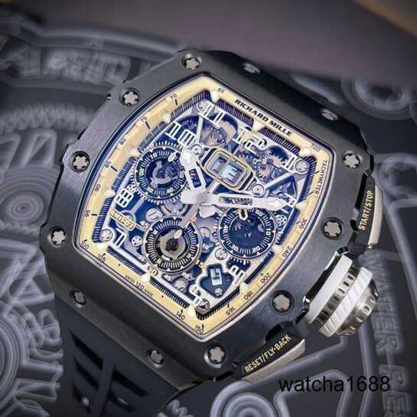 Reloj de marca Grestest relojes de pulsera RM reloj de pulsera Rm11-03 lado de cerámica negro titanio moda ocio deportes calendario RM1103