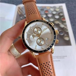 Брендовые часы для мужчин Boss Многофункциональный стильный кожаный ремешок с календарем кварцевые наручные часы Маленькие циферблаты могут работать BS23277q