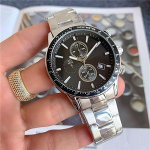 Montre de marque pour hommes, style multifonction, en acier inoxydable, calendrier, montres-bracelets à quartz, petits cadrans peuvent fonctionner BS21286S