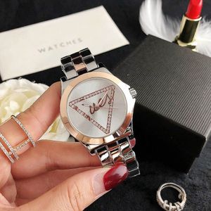 Marque montre femmes fille cristal Triangle Style métal acier bande Quartz montres GS 37221t