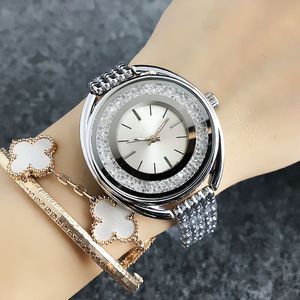 Merk Horloge Vrouwen Meisje Kristal Stijl Metalen Stalen Band Quartz Horloges SW04