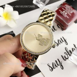 Brand Watch Women Girl With Luxury Logo Diamond Big Letters Style Metal Steel Band Pols Worloges GS 7085