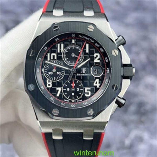 Relojes de marca Audemar Pigue Epic Royal Oak Offshore Series 26470SO Anillo de cerámica de vampiro Reloj cronógrafo de acero de precisión para hombre Mecánico automático 42 mm HB 46H6