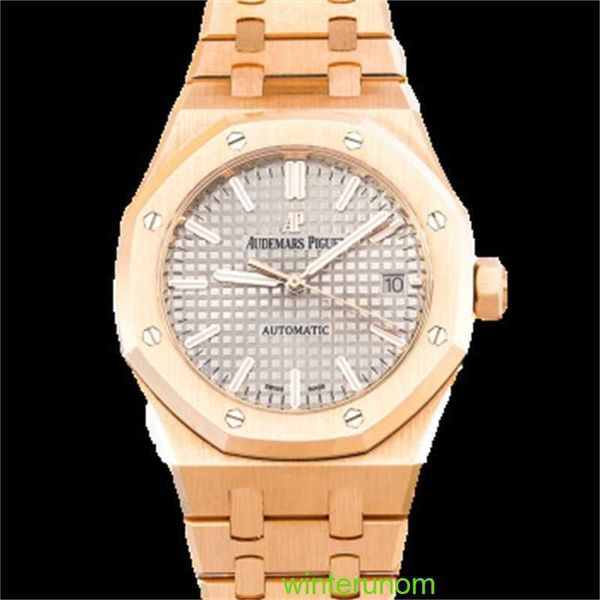 Relojes de marca Audemar Pigue Royal Oak 15450OR OO.12 18k Oro rosa Pantalla solar Reloj mecánico automático para hombre HB WTWJ La mejor calidad