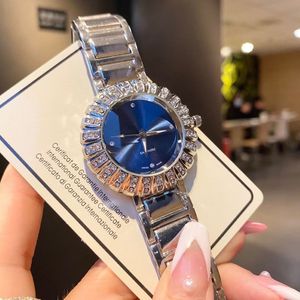 Relojes de marca para mujer y niña, reloj de pulsera de cuarzo con banda de acero estilo flor de cristal CH52243L