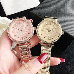 Marke Uhren Frauen Mädchen Kristall Kopf Stil Metall Stahl Band Quarz Armbanduhr VE 502169